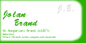 jolan brand business card